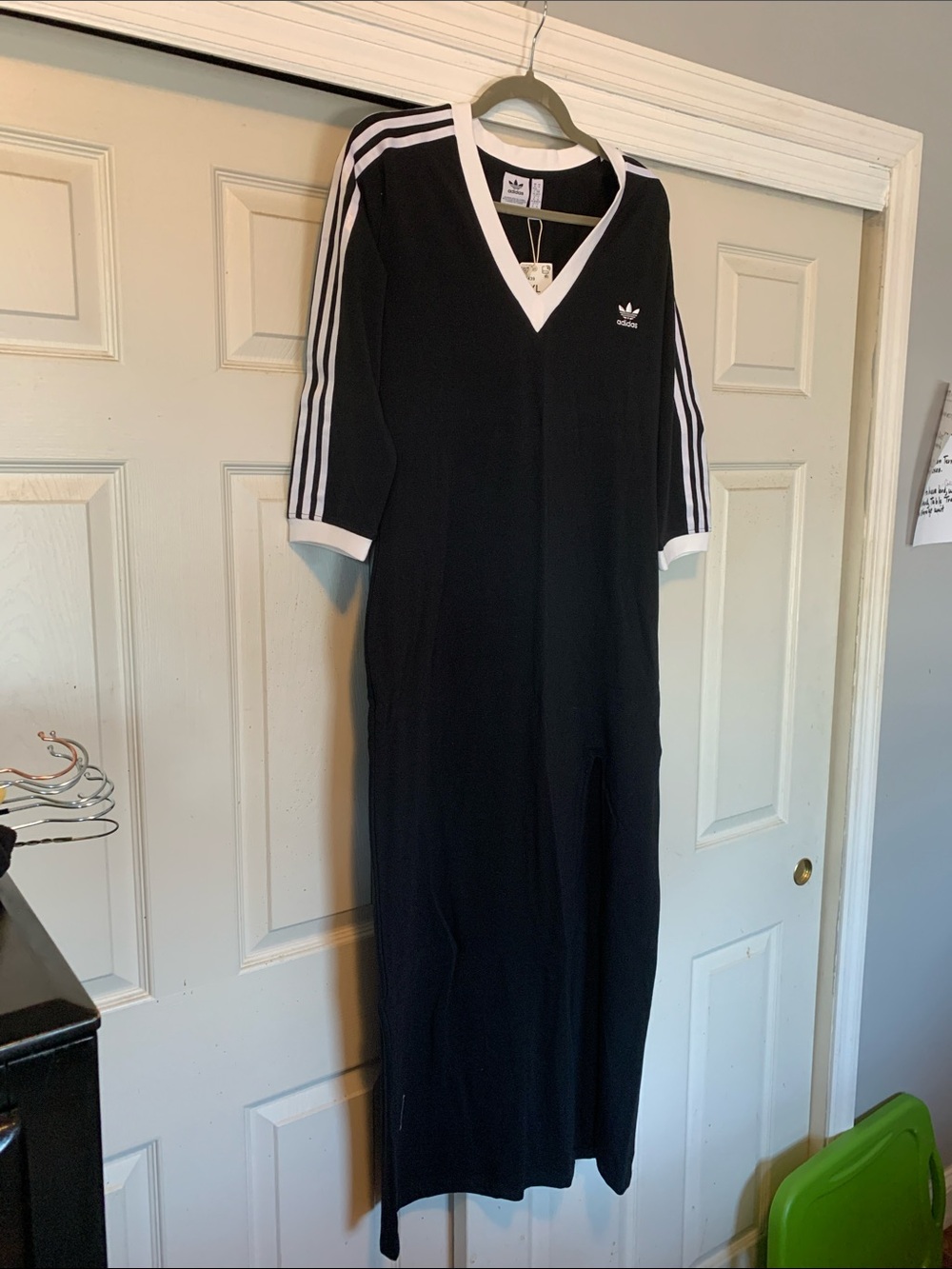adidas Black Maxi Dress with White Stripe Detail